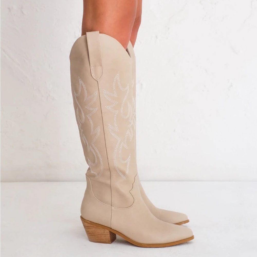 Urson Cowboy Boots Light Taupe - Picture 3 of 11